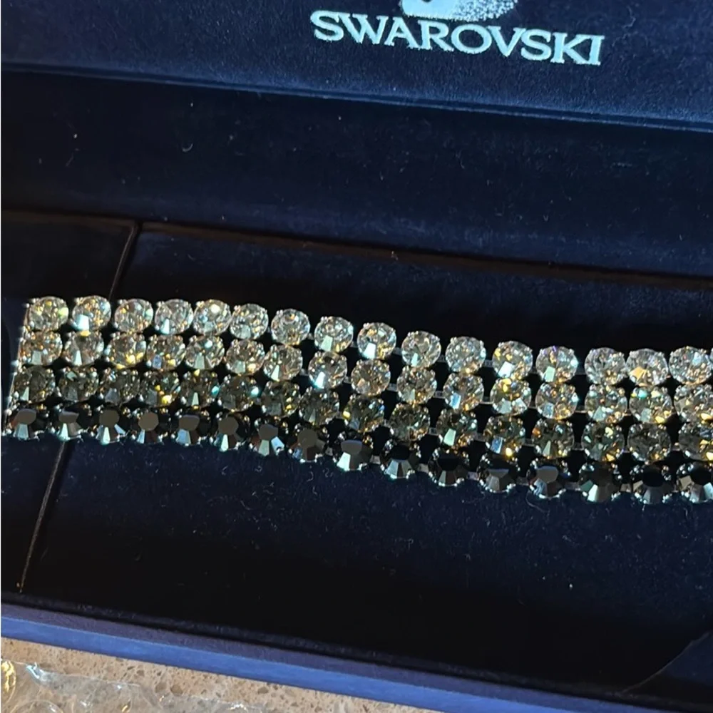 Authentic Swarovski Black Crystal Multi-Row Bracelet - Picture 3 of 5